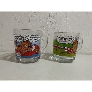 Vintage 1978 - Garfield McDonalds Glass Mugs - Set of 2 - Seesaw and Boat